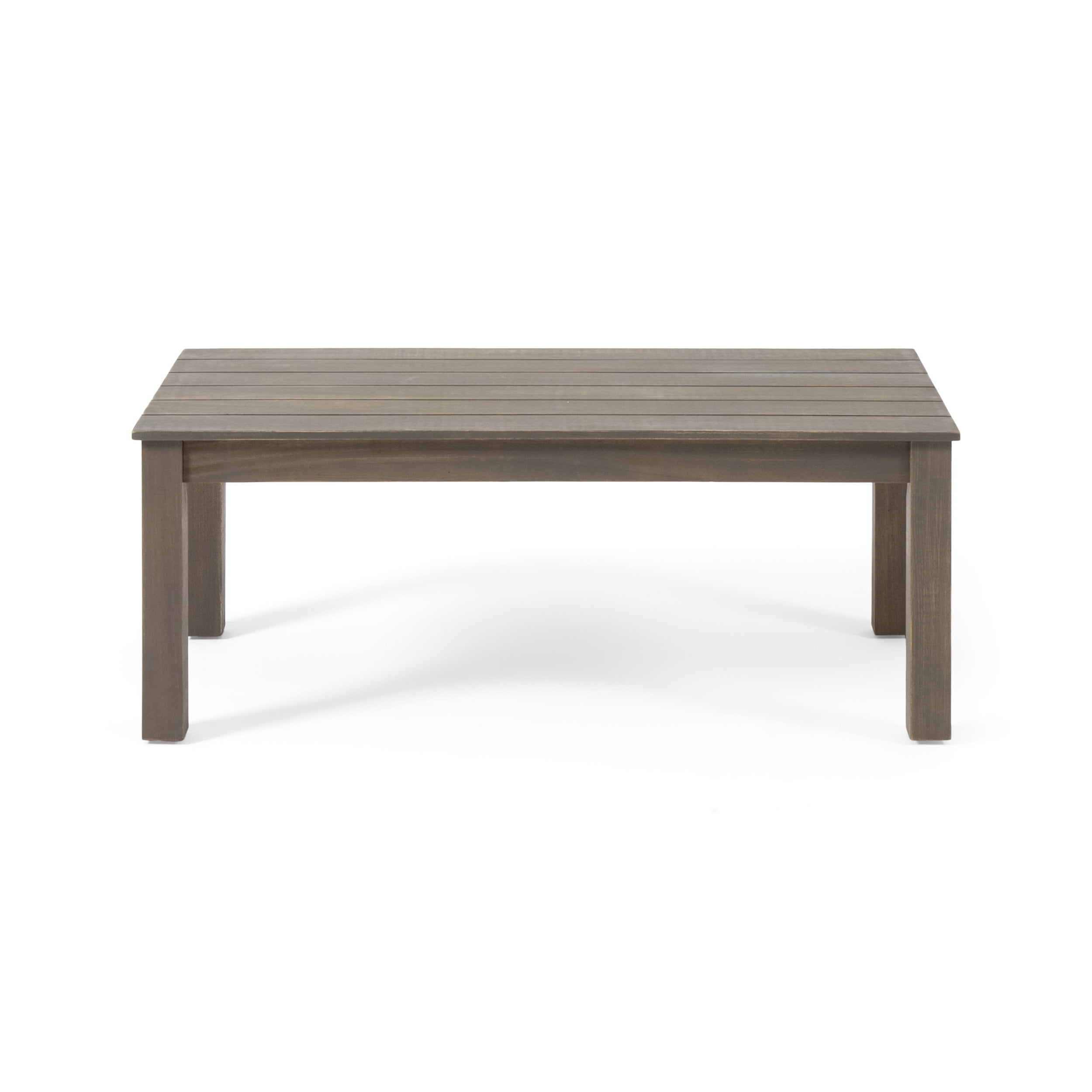 Sasha Acacia Wood Outdoor Loveseat and Coffee Table Set with Cushions, Gray, Dark Gray