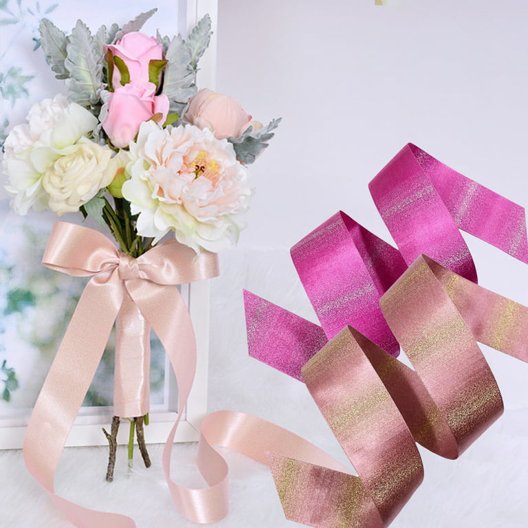 HEVIRGO 1 Roll DIY Ribbon Glitter Powder Design Gradient Ramp Wedding  Flower Bouquet Wrapping Bowknot Ribbon Party Supplies