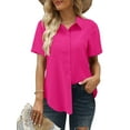 thumbnail image 2 of ONLYSHE Womens Short Sleeve Business Collared Work Office Formal Casual Blouse Tops Button Down Shirts, 2 of 5