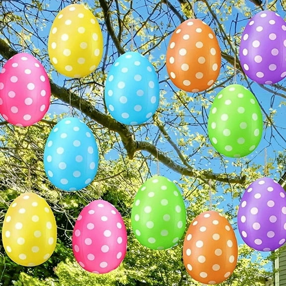 ZenCart 19" Inflatable Easter Eggs Decorations Giant Easter Egg Ornament Colorful Eggs Outdoor Yard Decor for Living Room Office Garden Lawn