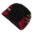 thumbnail image 4 of Gorro Envolvente Con Turbante para Mujer, Gorro Floral de Encaje Musulmán, Bordado Con Cuentas, Cubierta para la Cabeza, Capó Elás, 4 of 7