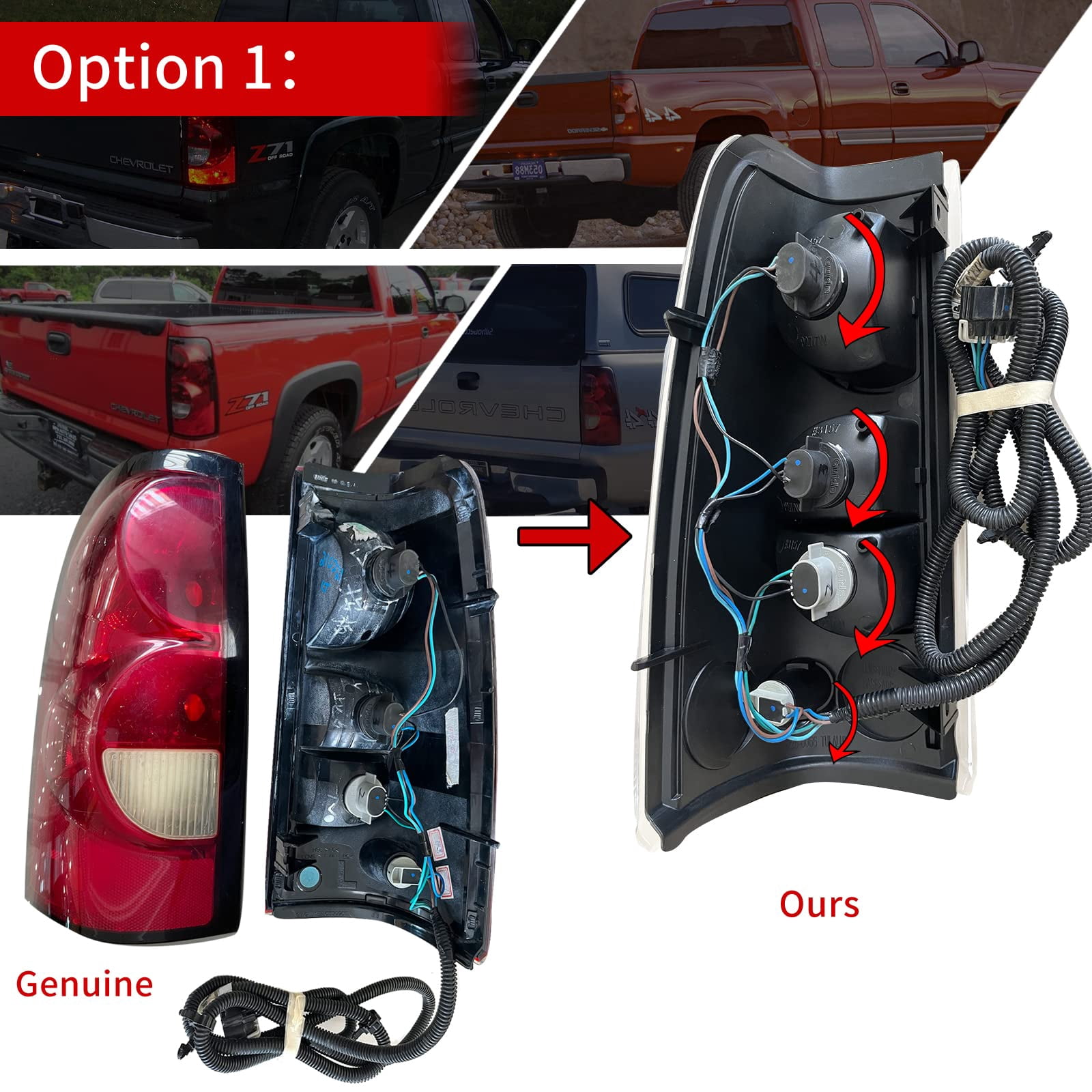 Chrome Tail Lights Rear Lamps Compatible With 1999-2007 Chevy Silverado GMC Sierra 1500 2500 3500 ;Pair;NO Bulbs; Smoke Lens