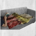 thumbnail image 6 of Autumn Soft Flannel Fleece Throw Blanket, Abstract Vinous Tones Forest with Wooden Pier Walkway and Stairs, Cozy Plush for Indoor and Outdoor Use, 50" x 60", Vermilion and Pale Brown, by Ambesonne, 6 of 6