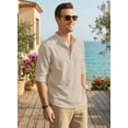 thumbnail image 4 of COOFANDY Men's Long Sleeve Cotton Linen Henley T-Shirt - Hippie Casual Beach Tee, 4 of 7