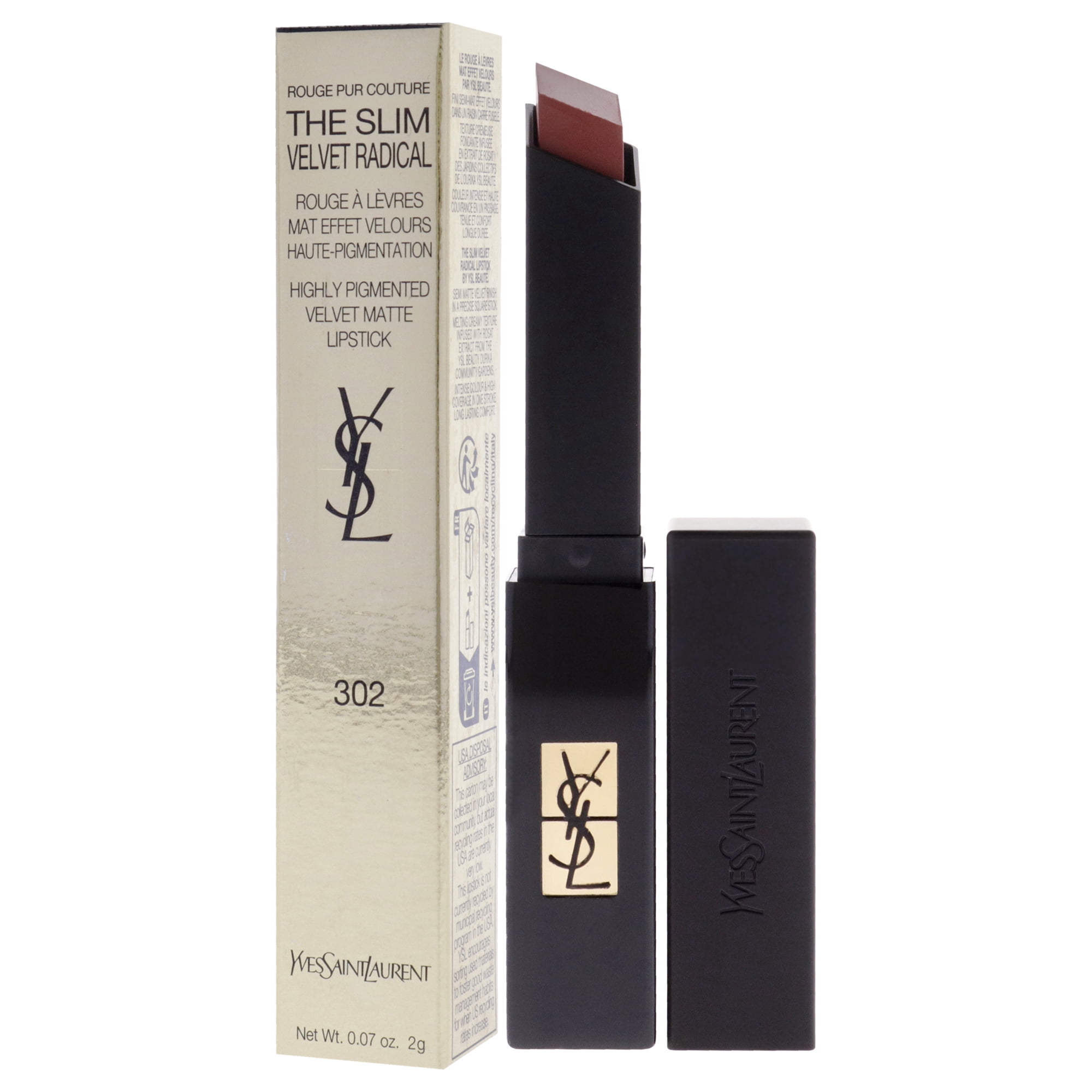 Yves Saint Laurent Rouge Pur Couture The Slim Velvet Radical Matte Lipstick - 302 Brown No Way Back 0.07oz