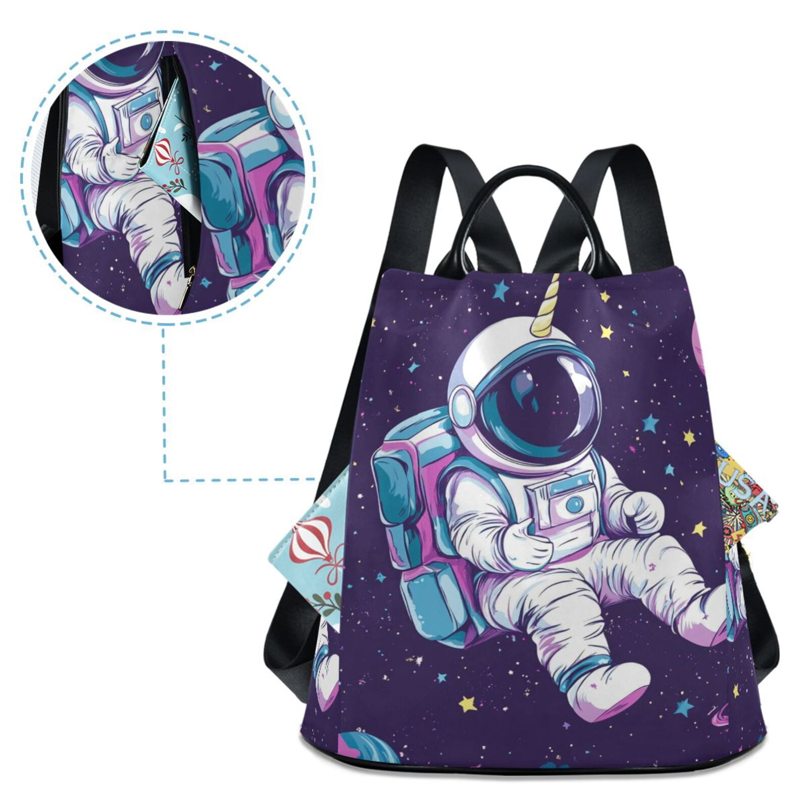 Unicorn Planet Astronaut Travel Laptops Backpack for Women Anti-theft Casual Work Bag Daypack Lightweight Laptop Bag