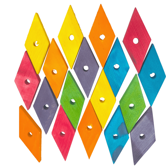 2167 Diamond Rainbow Chew Slats Pk18 Mandarin Bird Toys by M&M - Natural Chewable Wood Block Foot Toys