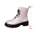 thumbnail image 4 of Bottes Courtes d'Hiver Décontractées pour Femmes Roses Bout Rond Imprimé devant Lacé Fermeture Éclair Latérale Talon Bas Bottines pour Femmes Chaussures Confortables Taille 40, 4 of 9