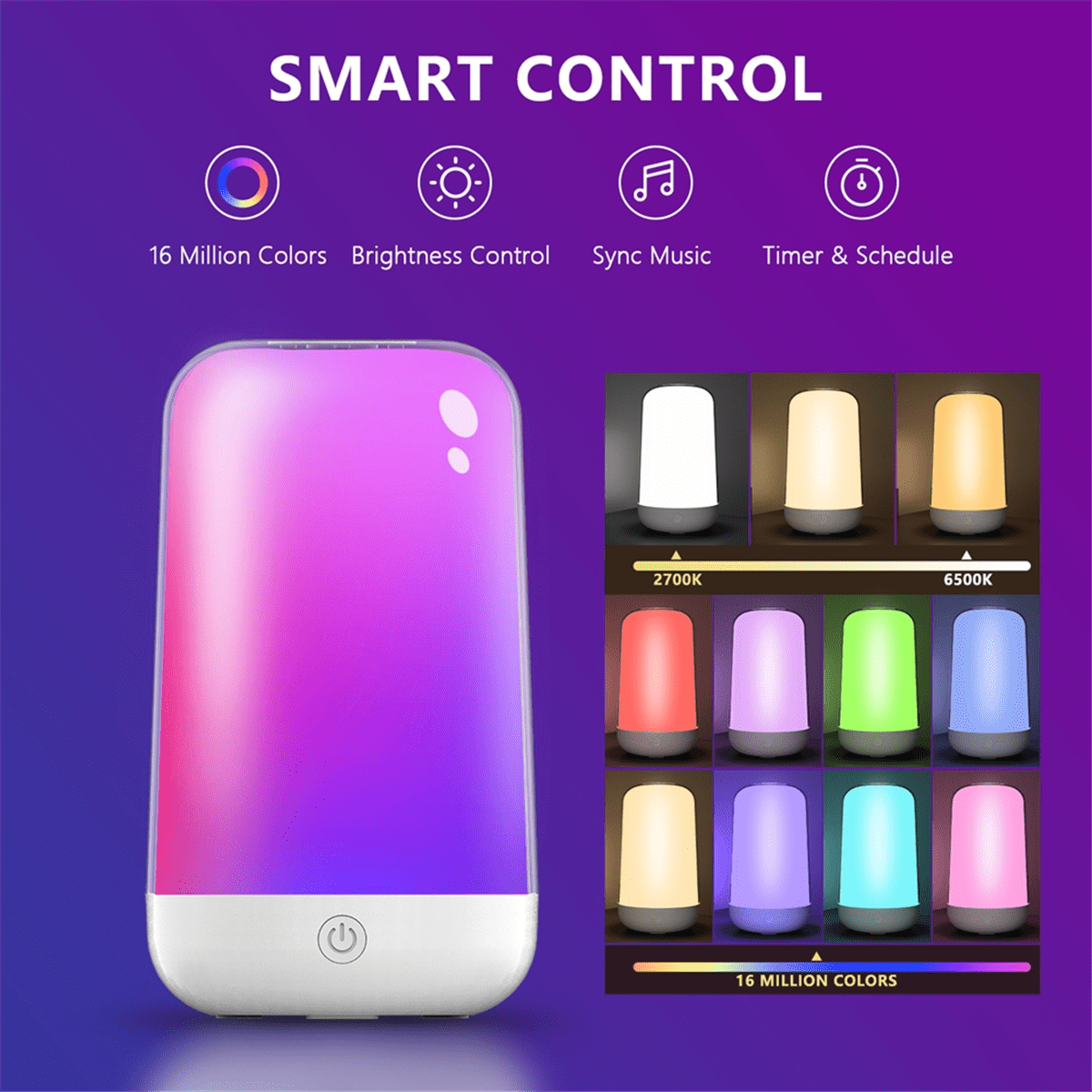 Smart Wireless Dimming and Color 3600mA Battery Charging Touch Music Atmosphere Bedside Mother and Baby Night Light