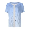 thumbnail image 3 of Qwertyu Scrub Jackets for Women Short Sleeve Snap Front Graphic Crew Neck Jacket Tops with Two Pockets Light Blue 4XL, 3 of 4