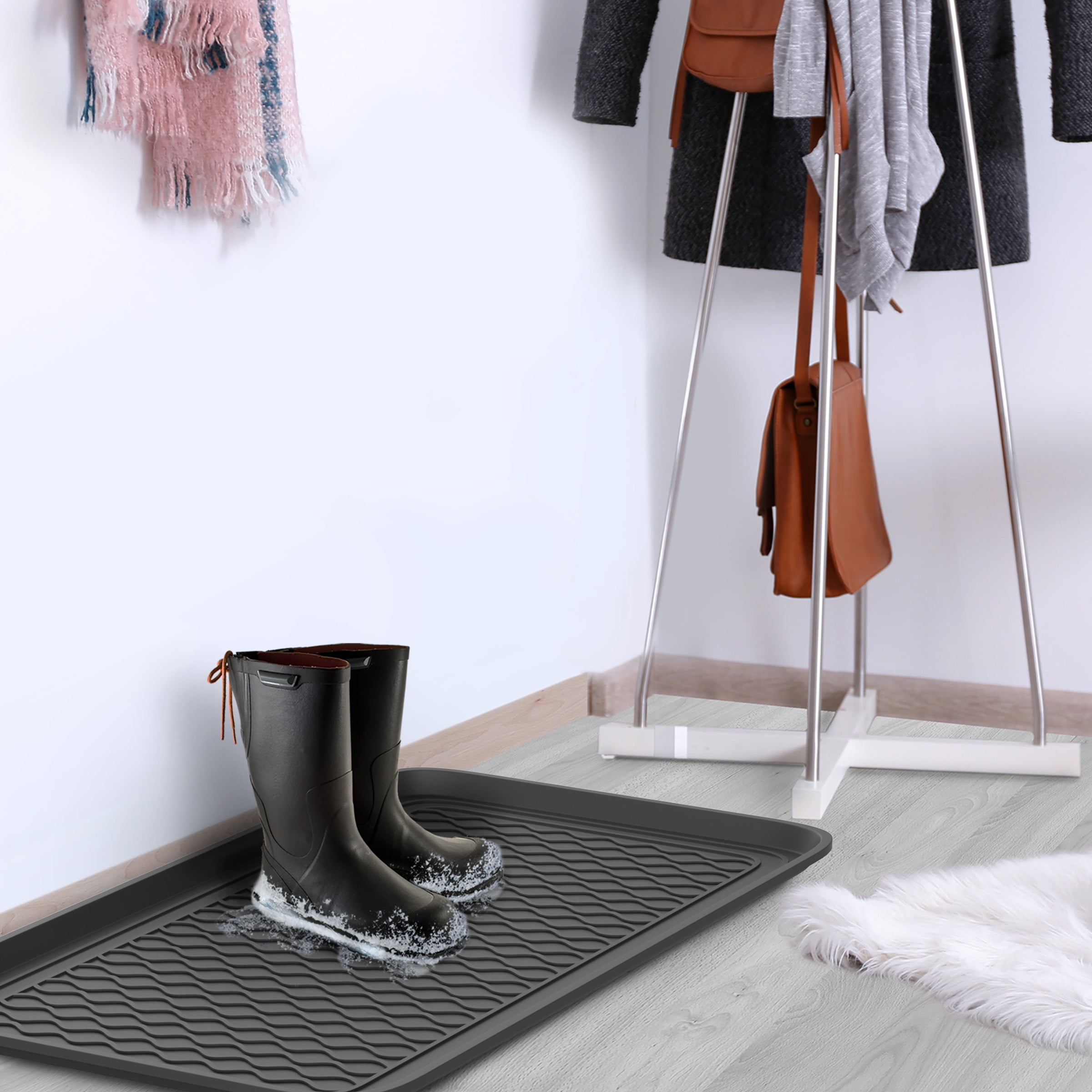 Stalwart 24x15 All Weather Boot Tray With Water Resistant Plastic Utility Shoe  Mat For Indoor And Outdoor Black : Target