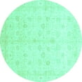 thumbnail image 1 of Ahgly Company Indoor Round Oriental Turquoise Blue Traditional Area Rugs, 6' Round, 1 of 4