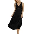 thumbnail image 1 of Camisón ALCEA ROSEA de satén de seda con encaje para mujer (negro M), 1 of 5