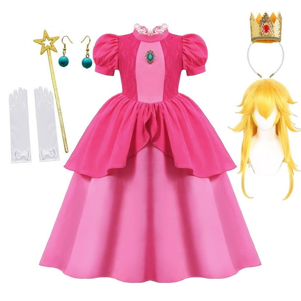 Vestido de princesa de melocotón para niñas, traje de Cosplay de Margarita Rosalina, Con cómic, para fiesta de Halloween Fivean unisex