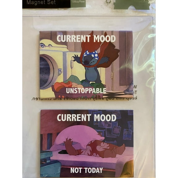 Disney Parks Stitch Unstoppable Lilo Not Today Current Mood Magnet Set New