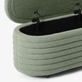 thumbnail image 5 of WestinTrends 42" Wide Mid-Century Modern Upholstered Teddy Sherpa Tufted Oval Storage Ottoman Bench, Ice Green, 5 of 7