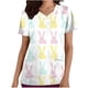 thumbnail image 3 of TaTaai Women Fashion Casual Loose Easter Printed Pocket Short Sleeve V-Neck Nursing Uniform Top Gift, 3 of 5