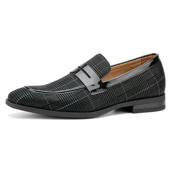 Mens Leather Loafers Dress Shoes Loafers for Men Tuxedo Suit Shoes, Black/32, 11 US