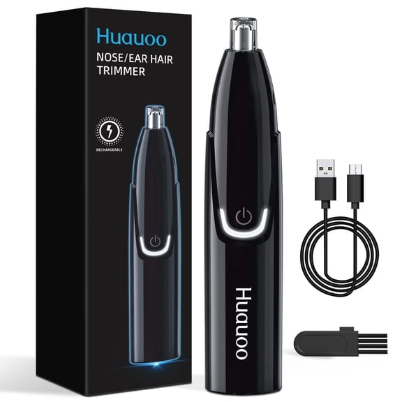 Huauoo Ear and Nose Hair Trimmer Clipper for Men Women, Rechargeable Trimmer with IPX7 Waterproof, Black