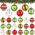 thumbnail image 1 of 24 piezas de adornos de bolas para árbol de Navidad, decoraciones para árbol de Navidad irrompibles de 2,4 pulgadas, bolas navideñas de plástico con lazos para colgar, juego de adornos navideños rojos, 1 of 6