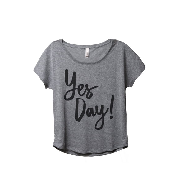 Thread Tank Yes Day Women's Relaxed Slouchy Dolman T-Shirt Tee Heather Grey Small