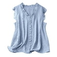 thumbnail image 1 of Timegard Womens Summer Tops Ruffle V-Neck Sleeveless Lightweight Tank Tops Casual Loose Tops Blouse, 1 of 4