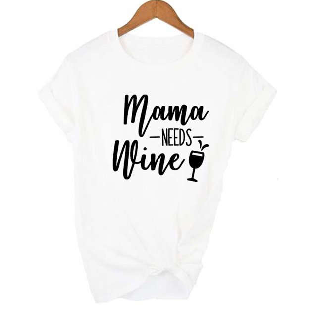 T-shirt Femme « Mama Needs Wine Letter Print »