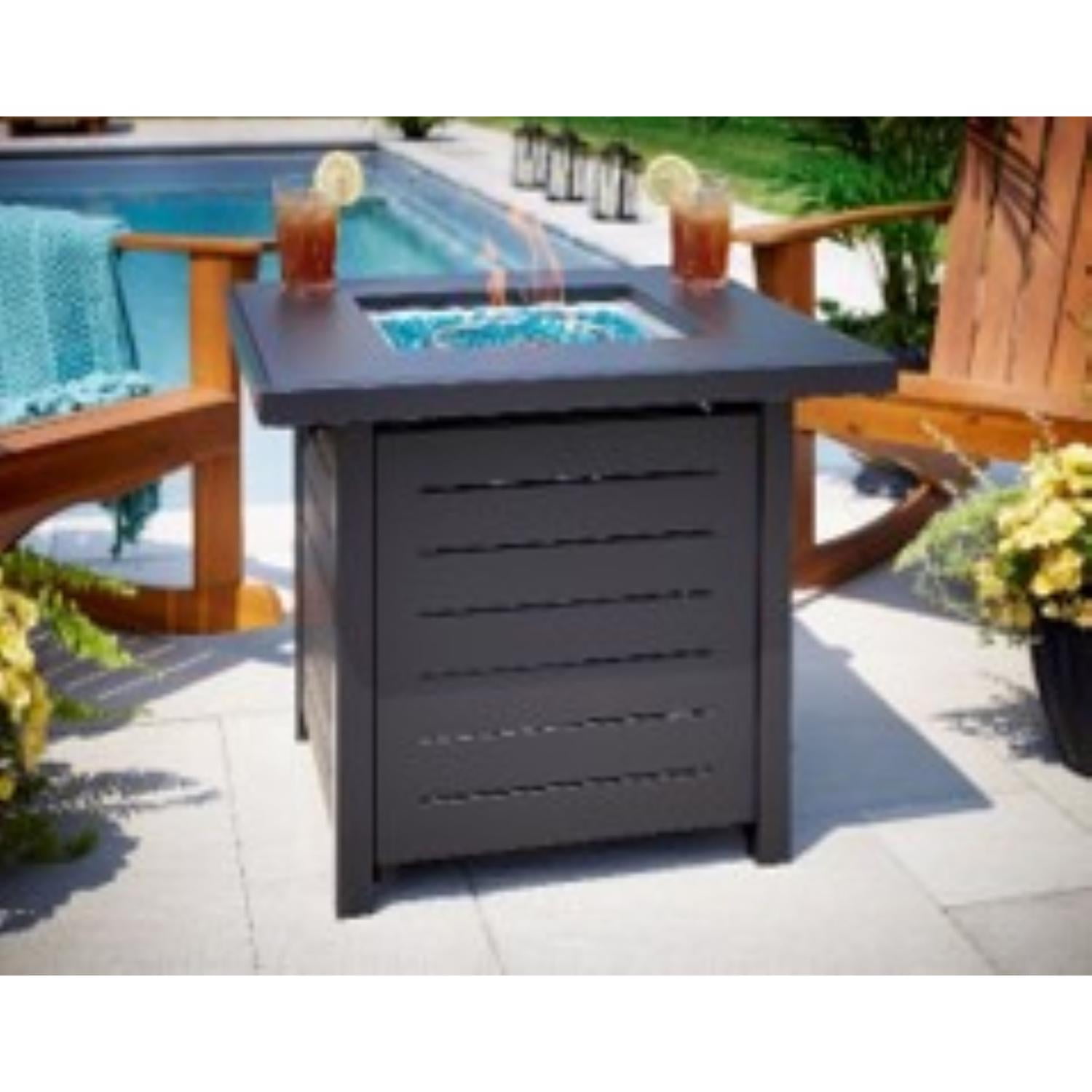 Living Accents Steel Square Propane Fire Pit Black 28"
