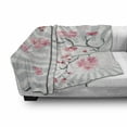 thumbnail image 3 of Nature Soft Flannel Fleece Blanket, Cherry Blooming Butterflies on Stripes Sun Rays Curvy Lines Ornamental Artwork, Cozy Plush for Indoor and Outdoor Use, 70" x 90", Pale Grey Pink, by Ambesonne, 3 of 6