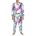 thumbnail image 3 of Kdxio Eiffel Tower and Hearts Men’s Pajama Set Pajamas For Men 2 Piece PJ Set with Men Pajama Pants and Long Sleeve T-Shirt Lounge Set-Medium, 3 of 7