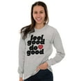 thumbnail image 4 of Feel Do Good Heart Inspiring Saying Women Plus Size Long Sleeve Graphic Tee Brisco Brands 2X, 4 of 5