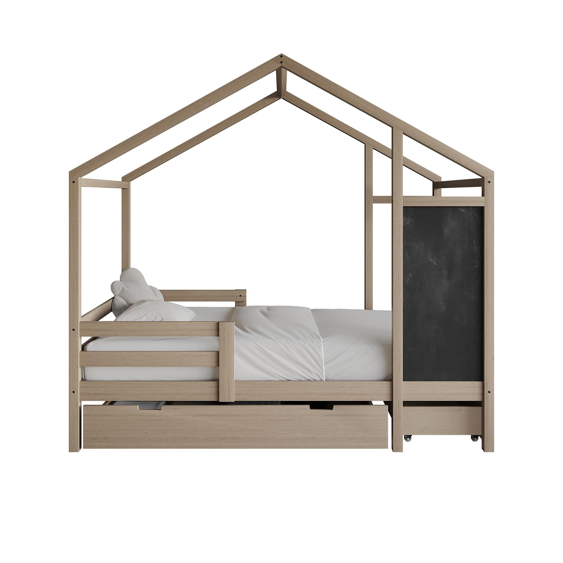 Castle Place Mid-Century Wooden Canopy Bed, Antique Grey