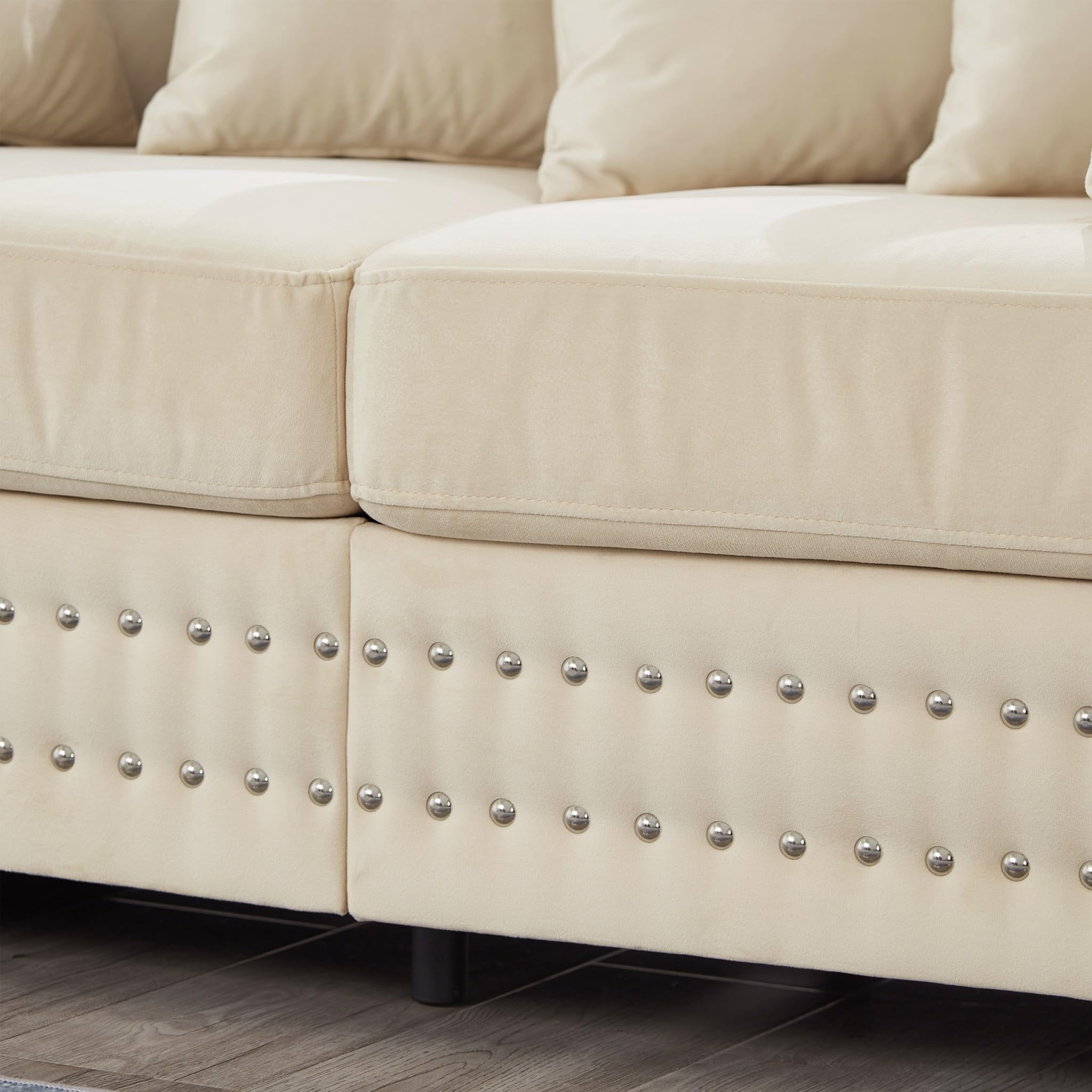 Eyisean 61" Velvet Modern Loveseat Sofa for Living Room, 2-Seater Upholstered Tufted Couch with Nailhead Arms & Pillow, Removable/Washable Cushion, Cloud Couch with Storage Space