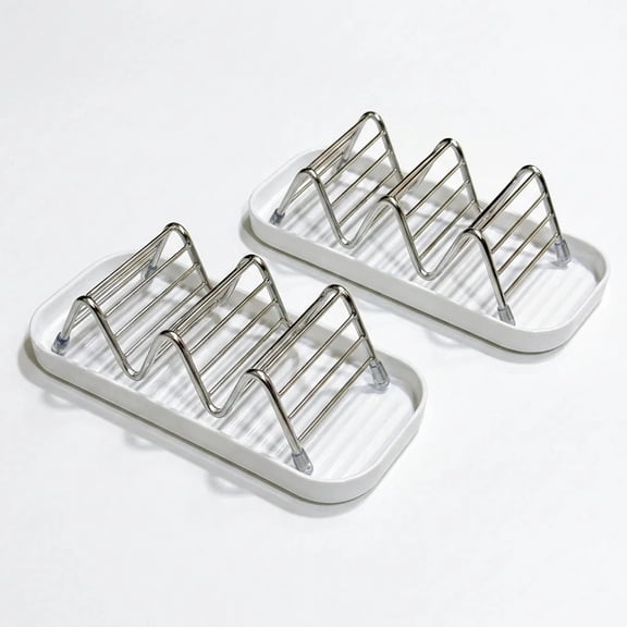 POITVD 2 Pcs Stainless Steel Soap Dishes with Tray, Wave Design Drainage Soap Holders for Bathroom, Rustproof Soap Storage Organizer