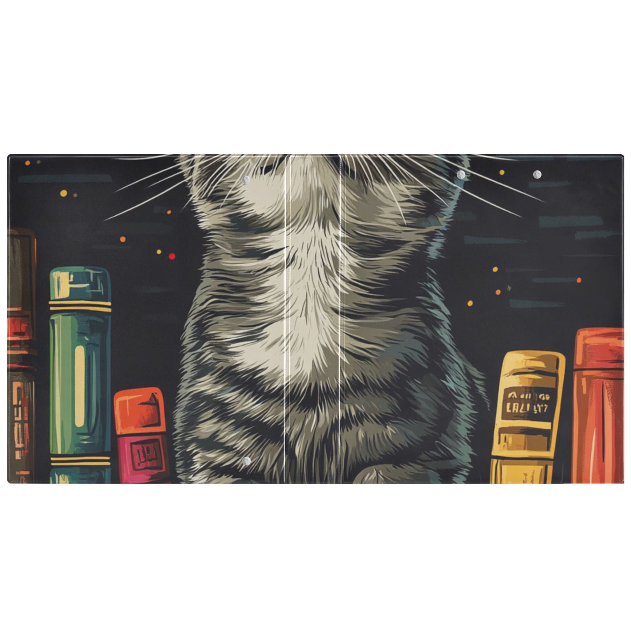 Cat Books 3 Ring Binders 1.5 inch Hardcover File Folders with Interior Pockets A4 Size Organizer for School Office Hospital