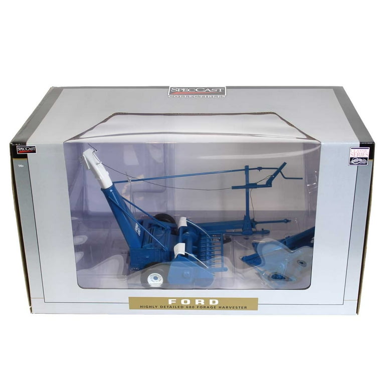 Ford 680 Forage Harvester with Hay Head and Corn Head Blue Classic