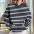 thumbnail image 2 of HomeDM Womens Stripes Hoodies Sweatshirts with Pocket Long Sleeve Shirts Comfy Casual Tops Fall Winter Pullover Tops - Gray/S, 2 of 7