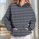 thumbnail image 1 of Ailaofu Women Stripe Pullover Long Sleeve Outwear Base Layer Warm Soft Fall Winter Top, 1 of 7