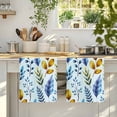 thumbnail image 4 of Blue Yellow Leaves Kitchen Towels Set of 2, Spring Botanical Leaf Farmhouse Watercolor Absorbent Dish Towels for Kitchen, Microfiber Hand Towel, Quick Drying Tea Towel for Cleaning Dishcloths, 4 of 7