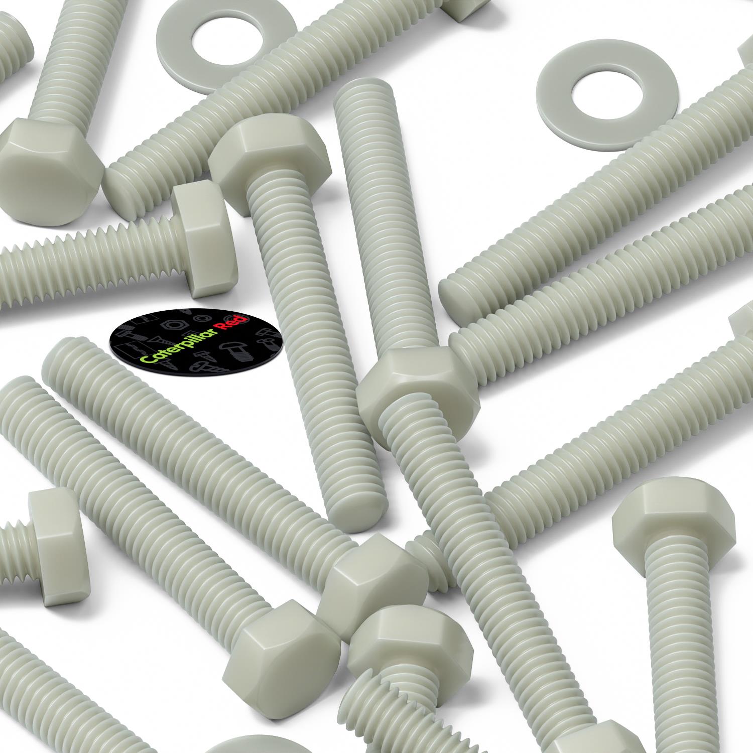 50 x Glass Filled Reinforced, Super Nylon Hex Head, M3 x 20mm, Machine Screws, Plastic Nuts and Bolts, Washers, (3/32 x 25/32 in)