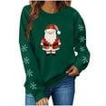 thumbnail image 5 of Christmas Sweatshirt for Women Long Sleeve Crewneck Santa Printed Pullover Top Green XS, 5 of 8