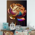 thumbnail image 2 of Designart Rainbow Peony Liquid Gold Drips Hyper II Canvas Wall Art, 2 of 5