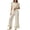 Beige, variant on Enjoytime Women's Pajama Sets Ruffle Soft Comfy Casual Sleepwear Short Sleeve Tops with Wide Leg Pants 2 Piece Lounge Set