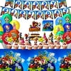 Super Cute Mario Bros Themed Birthday Party Decoration, Mario Birthday Party Supplies Includes Banner, Cake Topper, Cupcake Toppers, Napkins, Tablecover, Balloons Party Mario Decorations Kit