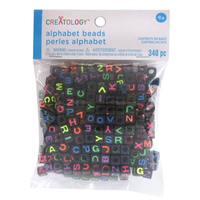 12 Packs: 340 ct. (4,080 total) Neon & Black Alphabet Square Beads by Creatology