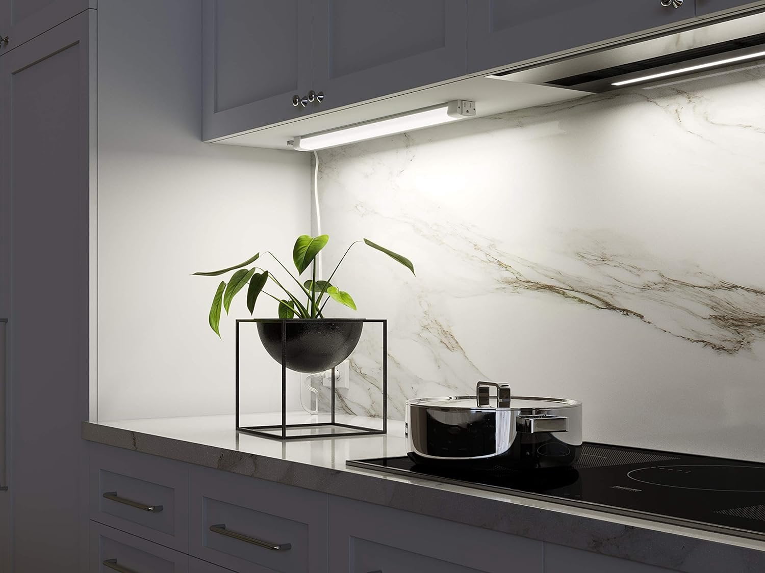 Good Earth Lighting 24-Inch Under Cabinet Light - LED Light Bar - Linkable Outlet - Under Counter Lighting - Damp Location - 2000 Lumens - 4000K - 50,000 Hour Rated Lamp Life - IP20 - White Finish