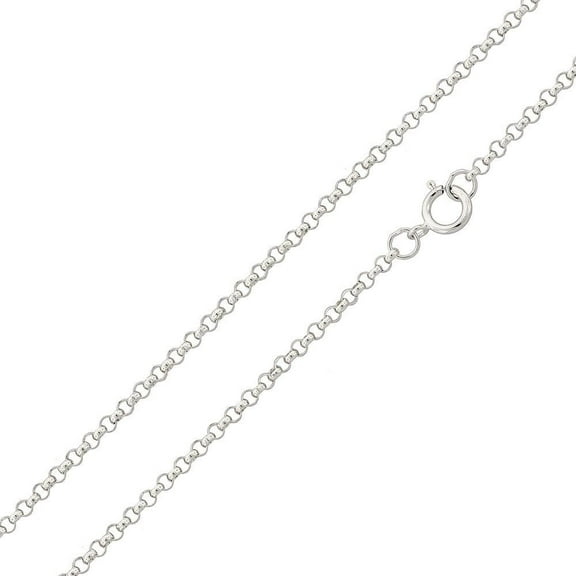Rhodium Plated 925 Sterling Silver Rolo Cable 020 Chain 1.35mm Made in Italy 20" Jewelry Female