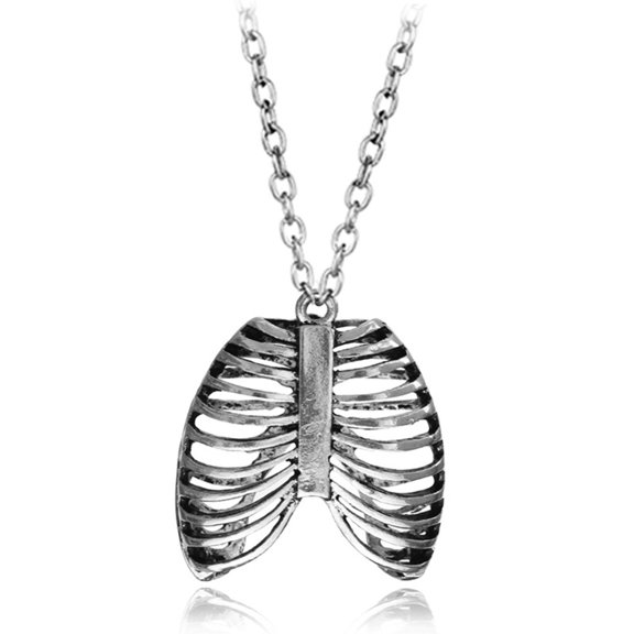TIERPOP Anatomical Skeleton Goth Punk Retro Pendant Necklace Jewelry Gift for Women Men