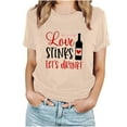 thumbnail image 2 of Cadeau de Saint-Valentin pour Femmes Mode Col Rond Imprimé T-shirt à Manches Courtes Décontracté Ample Hauts, 2 of 8