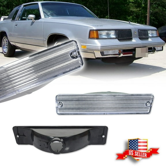 GTINTHEBOX 2x Clear Front Bumper Parking Signal Lights For 1981-1988 Oldsmobile Cutlass Supreme
